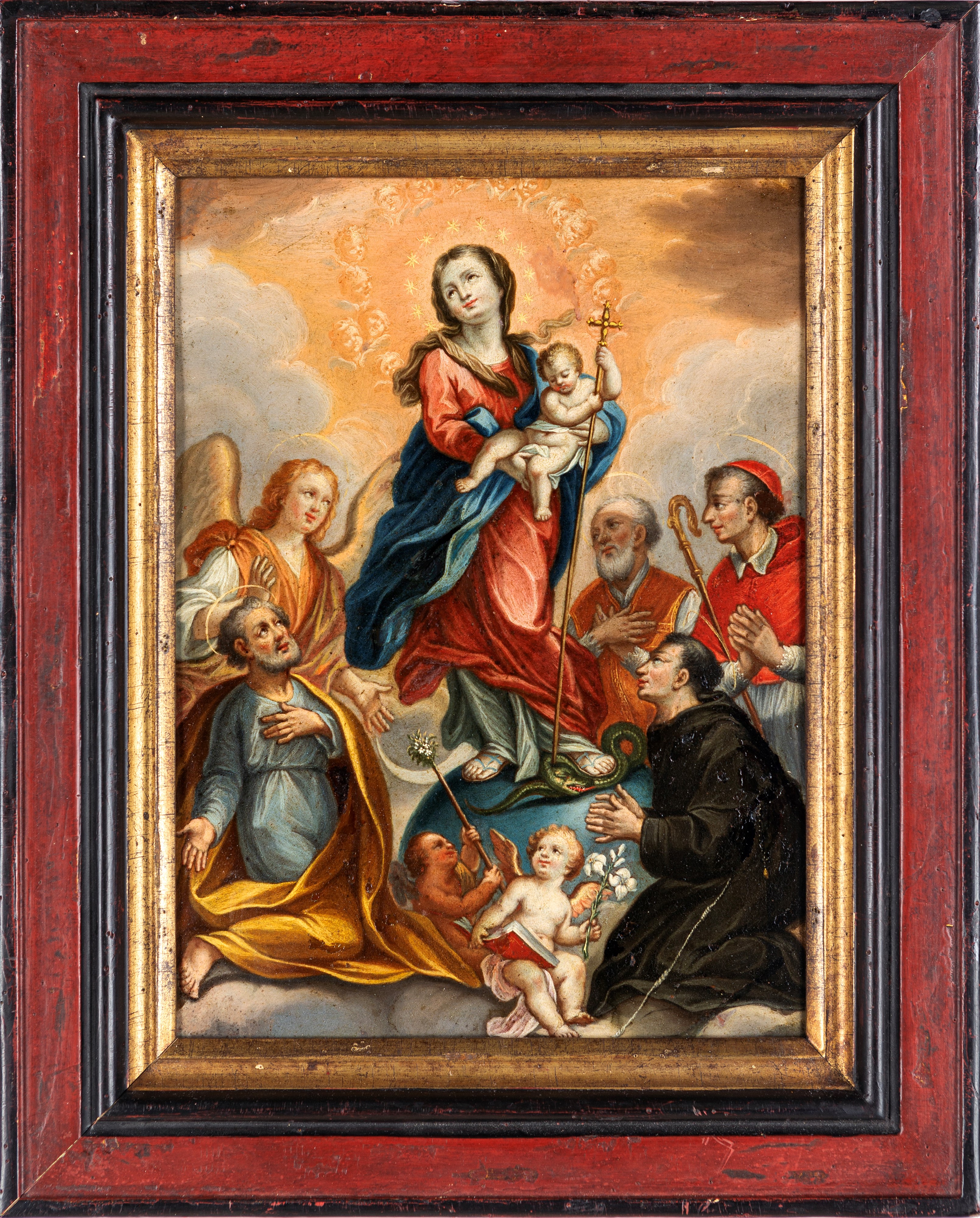 Scuola Lombarda del XVIII Secolo - Madonna con Bambino, Putti e Santi