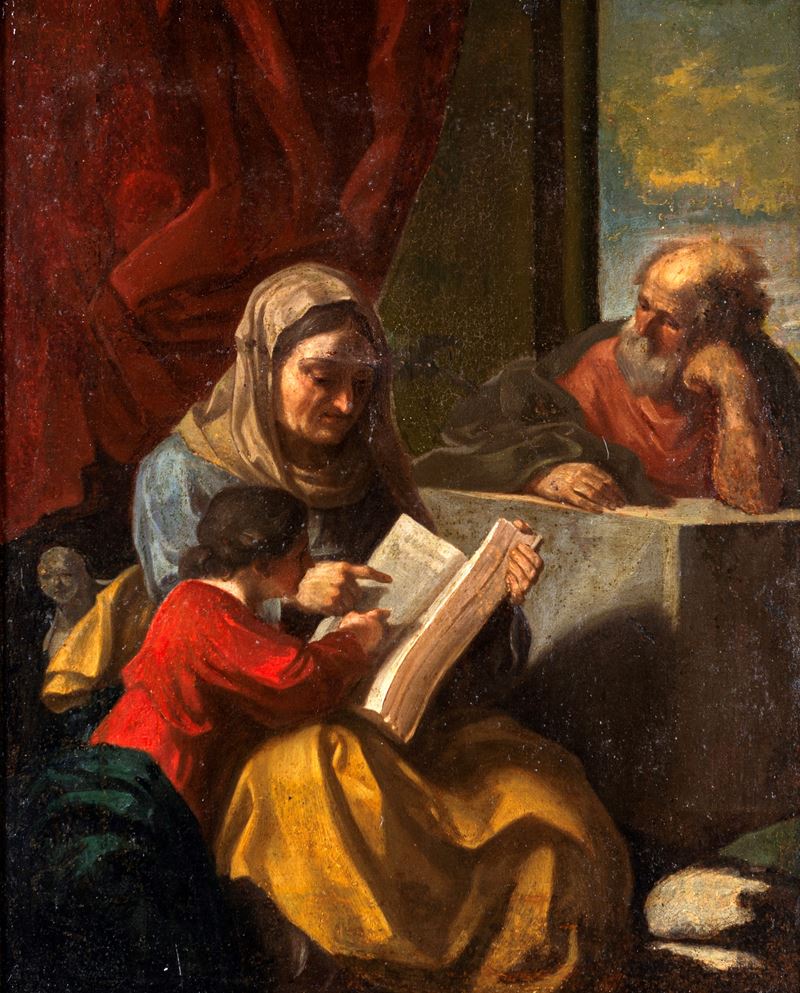Scuola Romana del XVIII Secolo - L'educazione della Vergine
