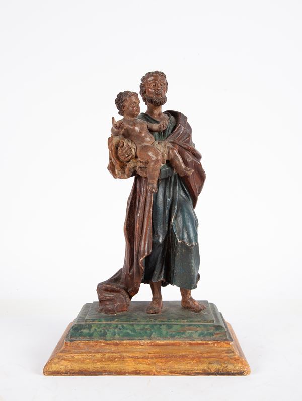 Scultore italiano del XVIII secolo - San Giuseppe col Bambino