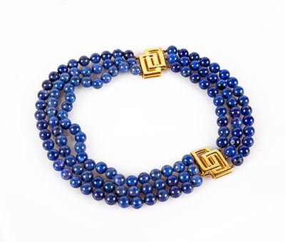 Collana a Tre Fili in Lapislazzuli e Oro