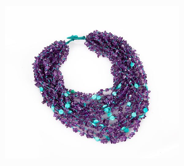 Collana in turchese e ametista