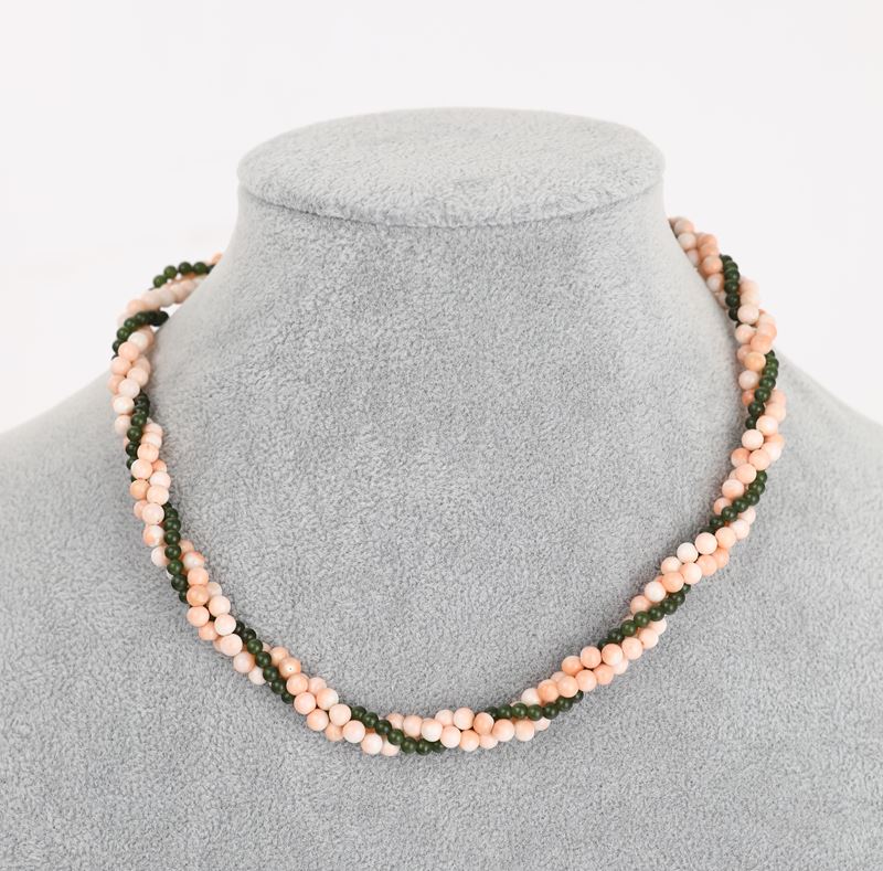Collana in Corallo Rosa e Giada