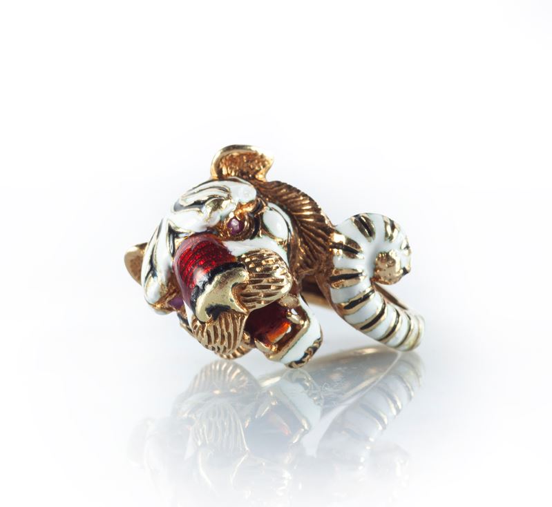 Frascarolo, Anello in Oro e Smalti.