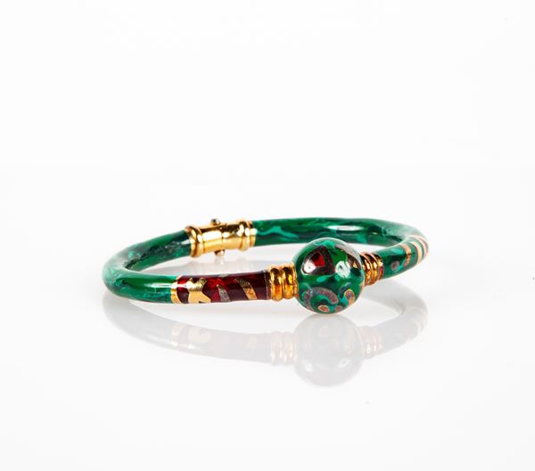 Fidia, bracciale in oro e smalti
