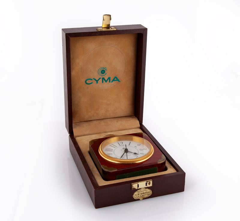 Cyma le Locle - Orologio da Tavolo con Sveglia al Quarzo in Ottone e Legno