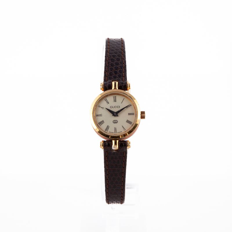 Gucci 4500 - Orologio da Polso al Quarzo da Donna in Acciaio, Acciaio Dorato e Smalto