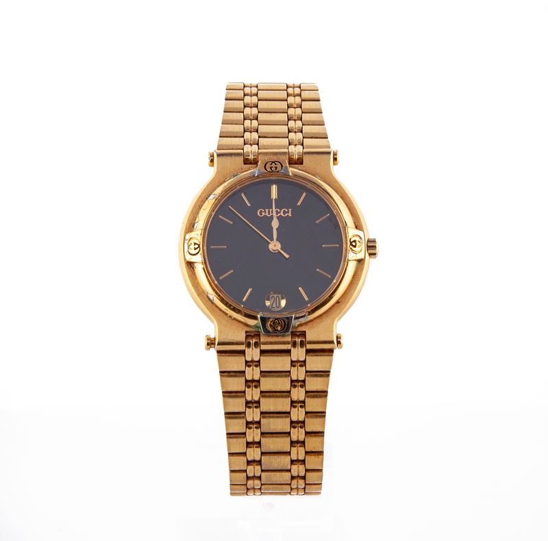 Gucci 9200 M Date - Orologio da Polso Unisex al Quarzo in Acciaio Placcato in Oro Giallo con Data...