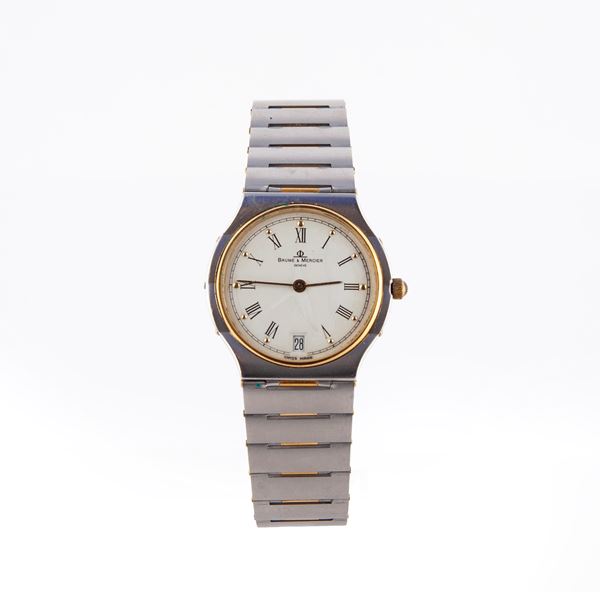 Baume & Mercier 1830 - Orologio da polso al quarzo da donna in acciaio ed acciaio dorato con datario