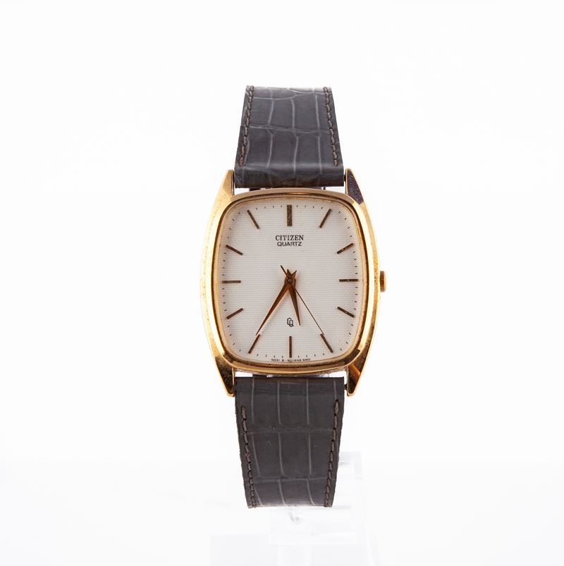 Citizen 4031 So 1245- Orologio al Quarzo da Polso da Uomo in Acciaio e Acciaio Placcato in Oro Gi...