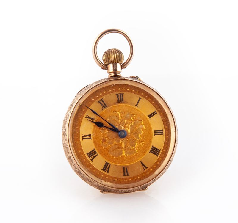 Anonimo Svizzero - Orologio da Tasca da Donna Remontoir con Cassa Inglese in Oro 375/000