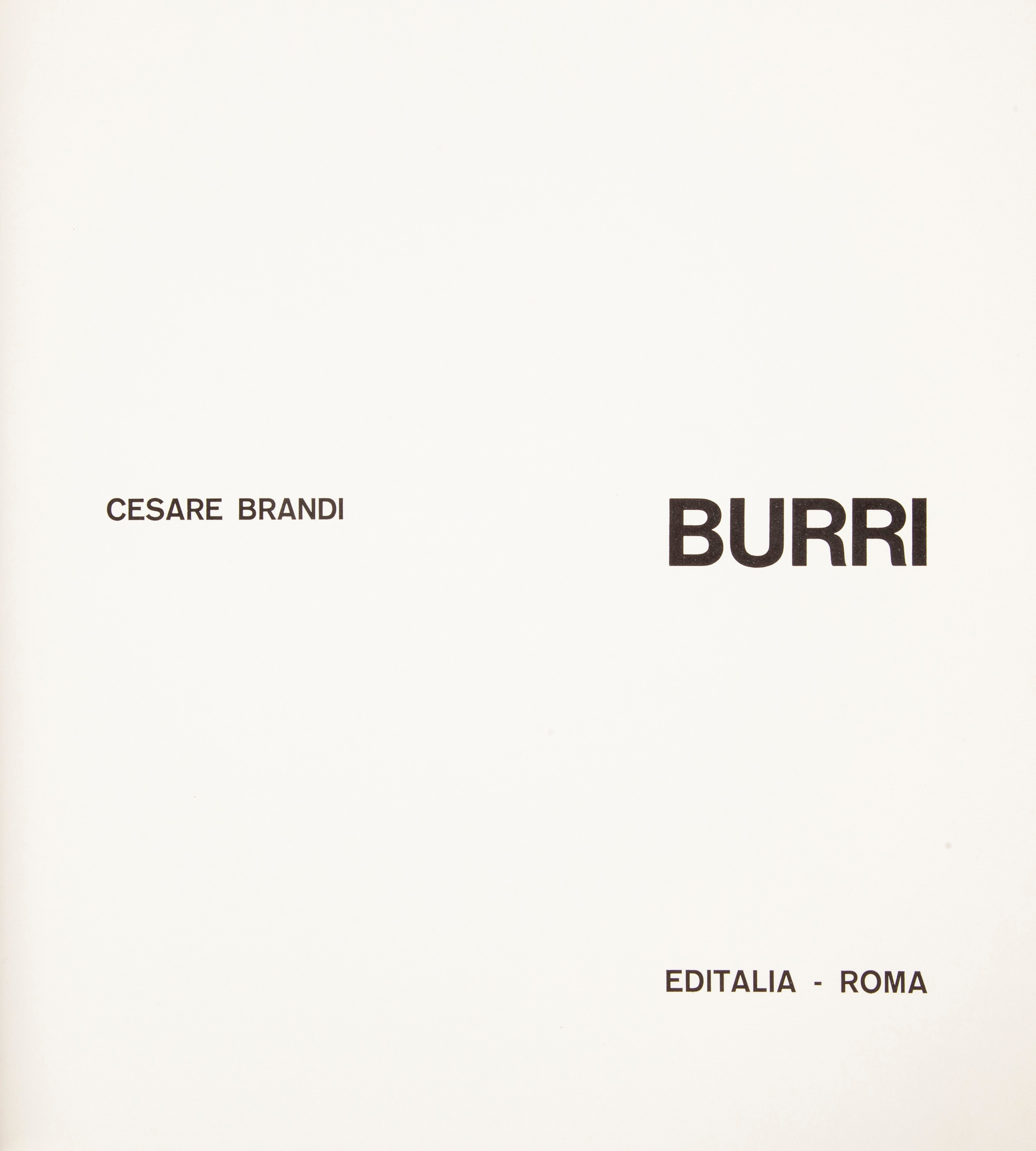 Cesare Brandi - Burri (con Dedica del Maestro Burri Datata Roma 66)