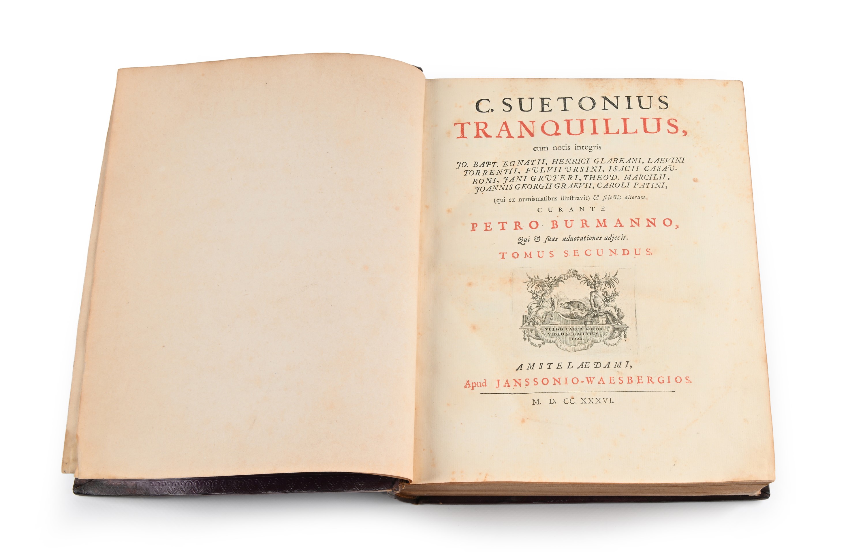 C. Svetonius Tranquillus cum notis integris. Curante Petro Burmanno. Tomus Primus Tomus Secundos