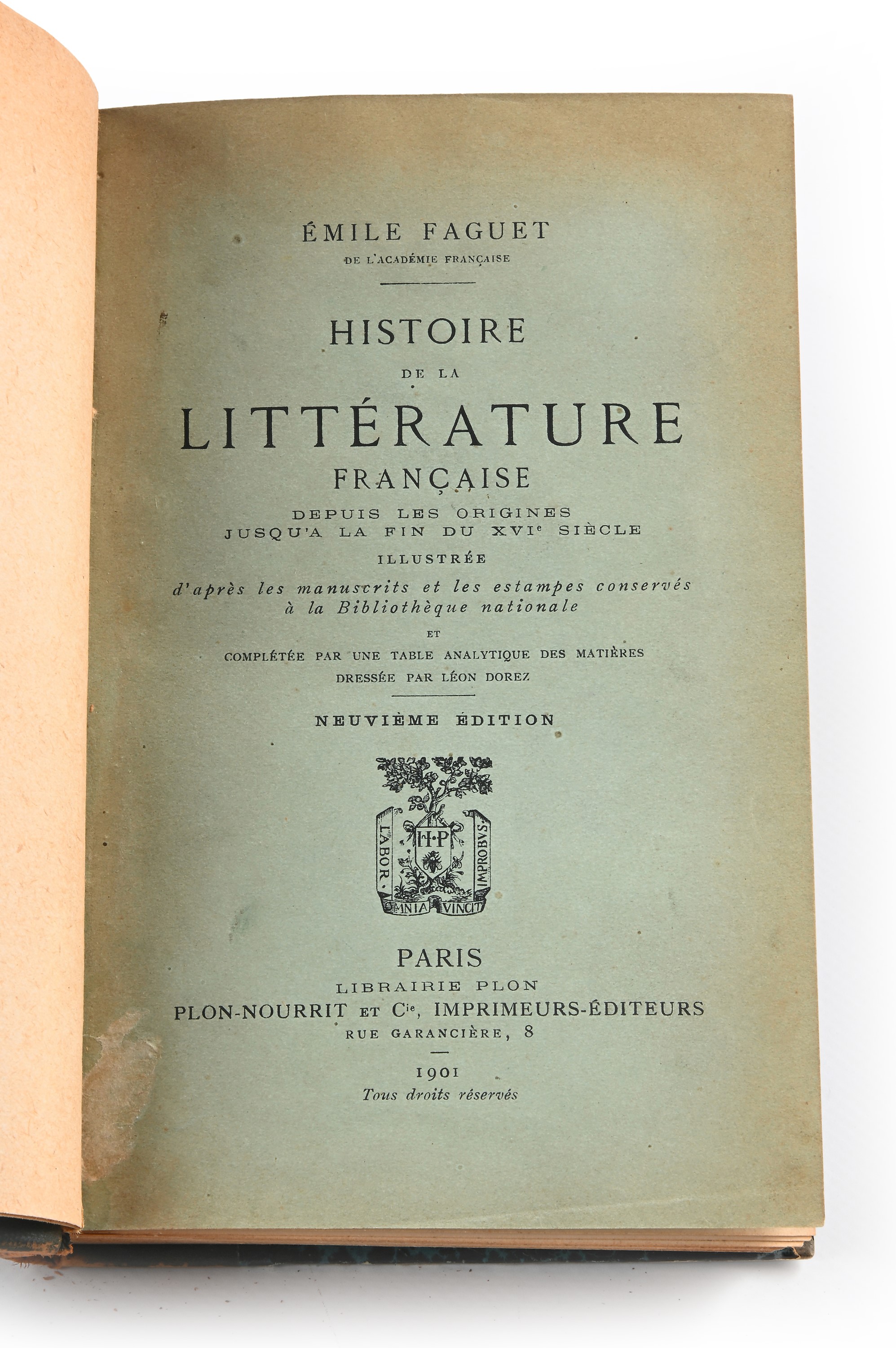Faguet, Historie de la Literature Francaise