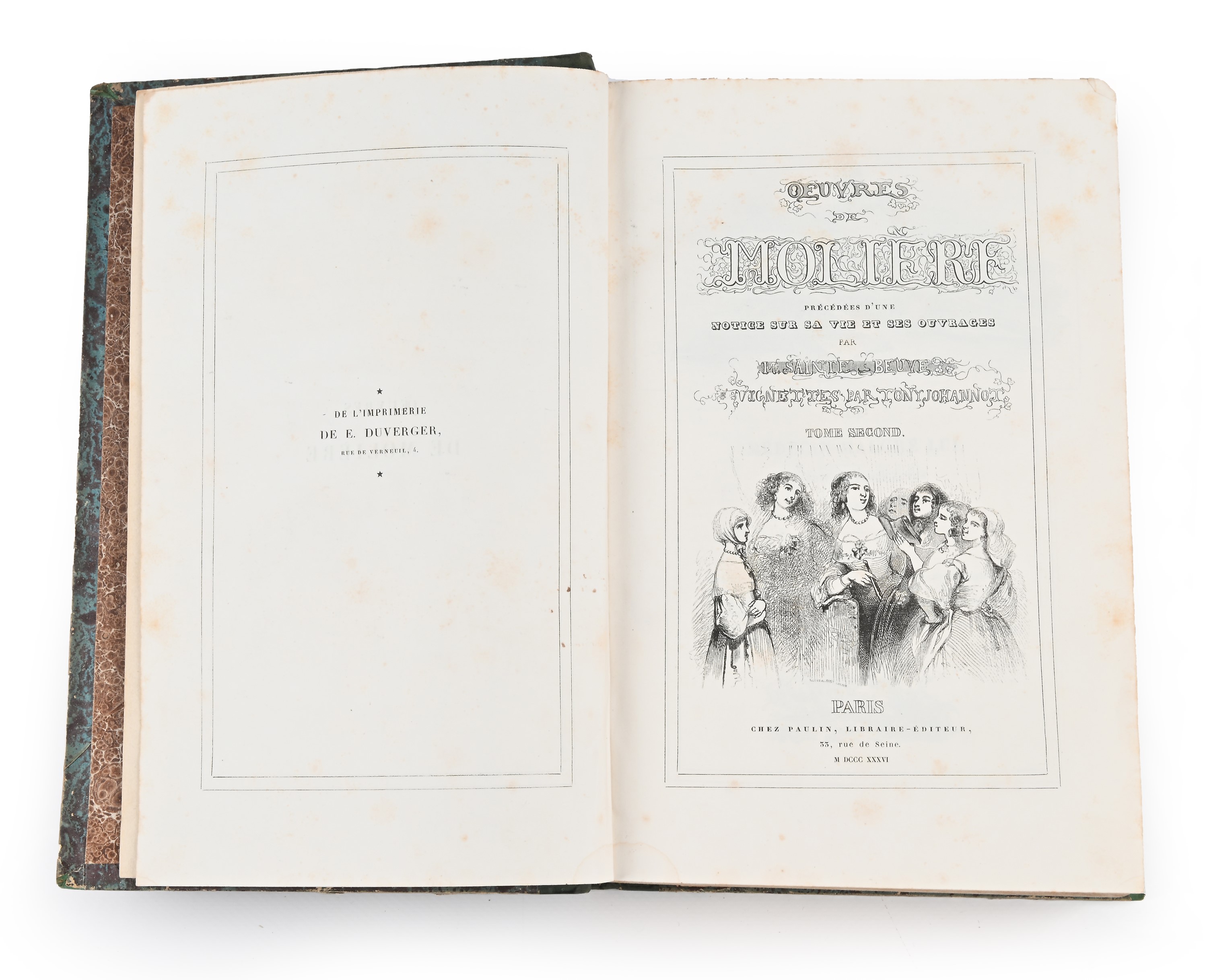 Oeuvres de Molière précédées d'une notice sur sa vie et ses ouvrages par M. Sainte-Beuve. Vignett...
