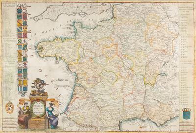 Vincenzo Coronelli, La Francia Antica e Moderna, incisione in rame acquerellata