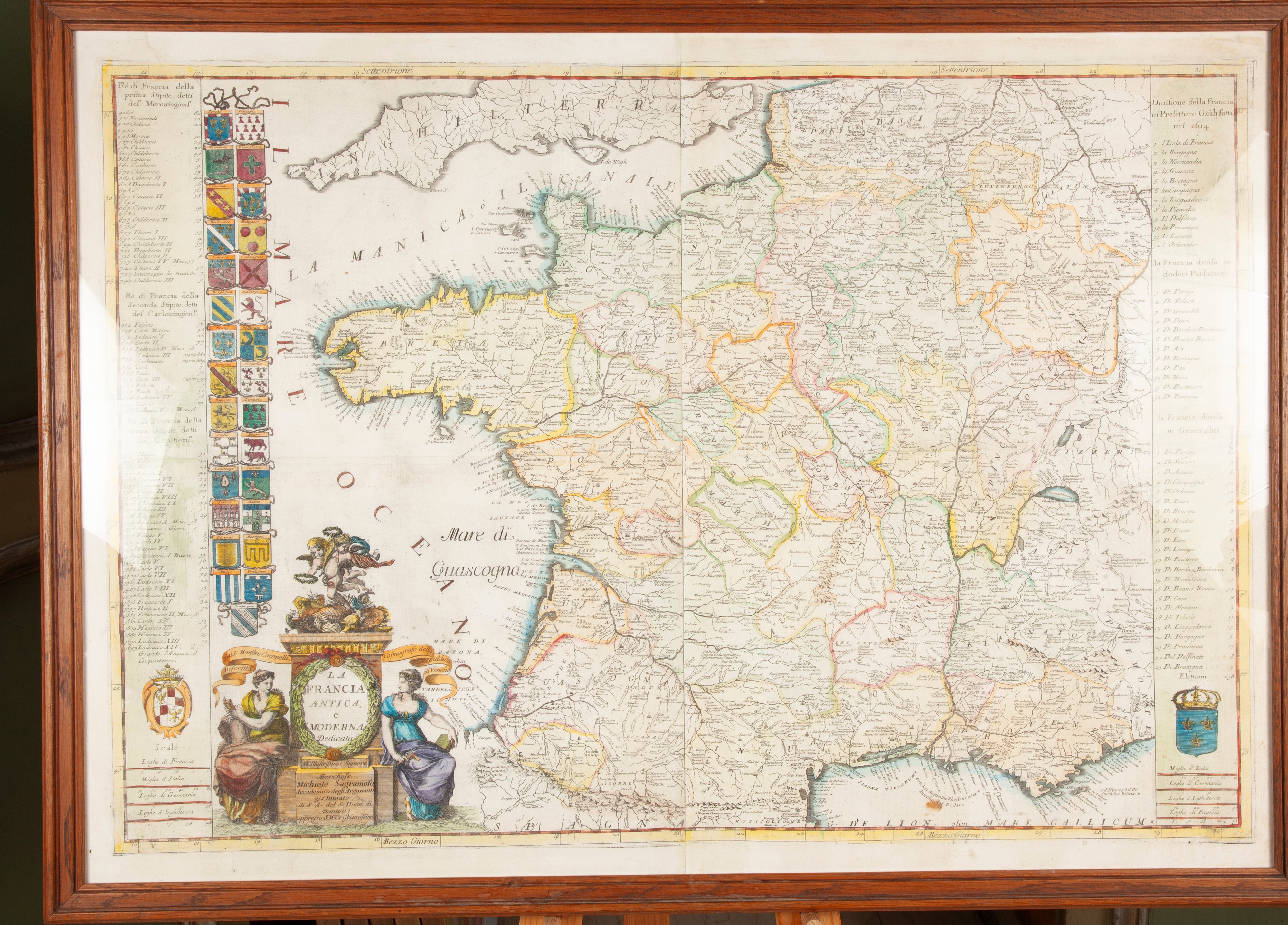 Vincenzo Coronelli, La Francia Antica e Moderna, incisione in rame acquerellata
