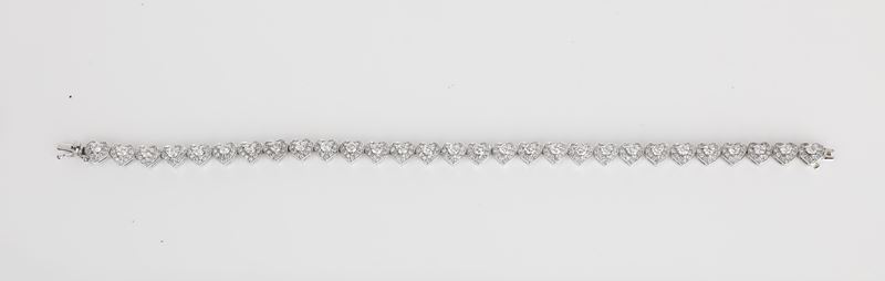 Bracciale Tennis a Cuori in Oro e Brillanti