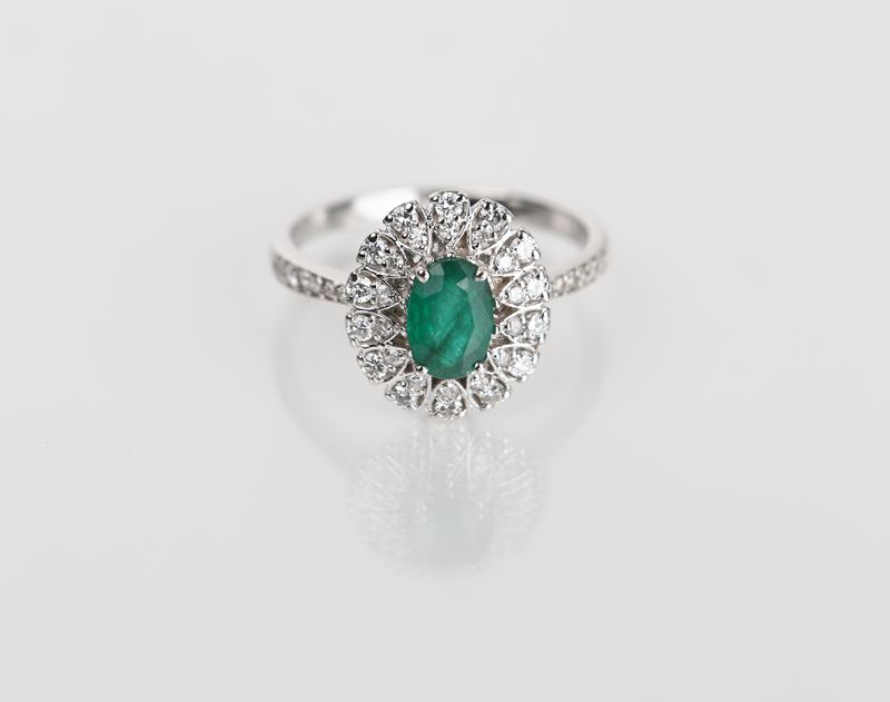 Anello in Oro, Smeraldo e Brillanti