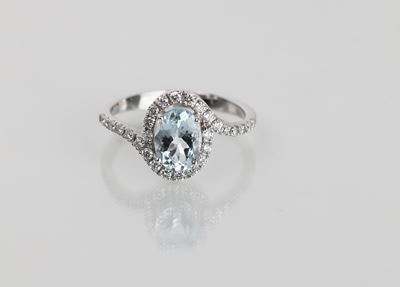 Anello in Oro, Acqua Marina e Brillanti