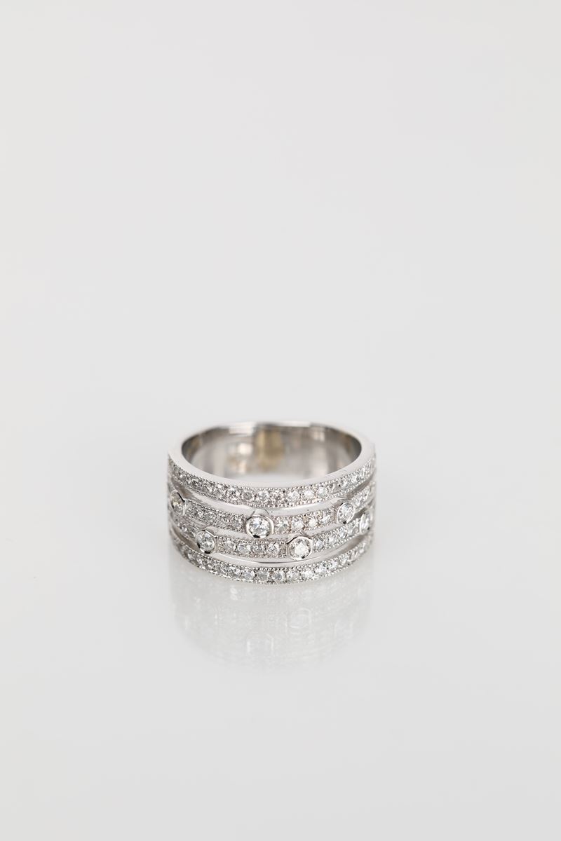 Anello a Fascia in Oro e Brillanti