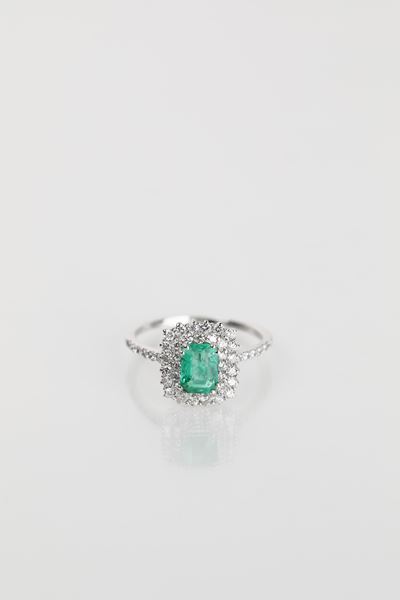Anello in Oro, Smeraldo e Brillanti