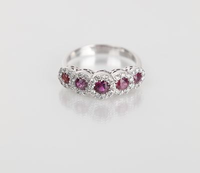 Anello in Oro, Rubini e Brillanti