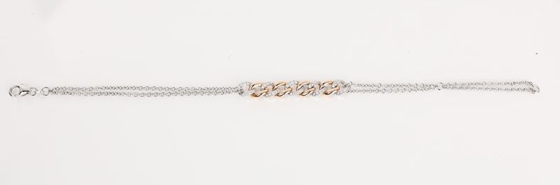 Bracciale a Maglia Groumet in Oro e Brillanti