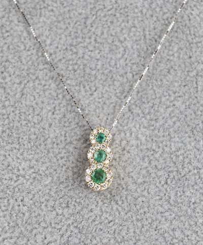Pendente in Oro, Smeraldi e Brillanti