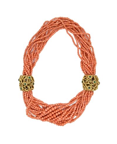 Cannilla per Masenza, Collana in Corallo, Oro e Smeraldi