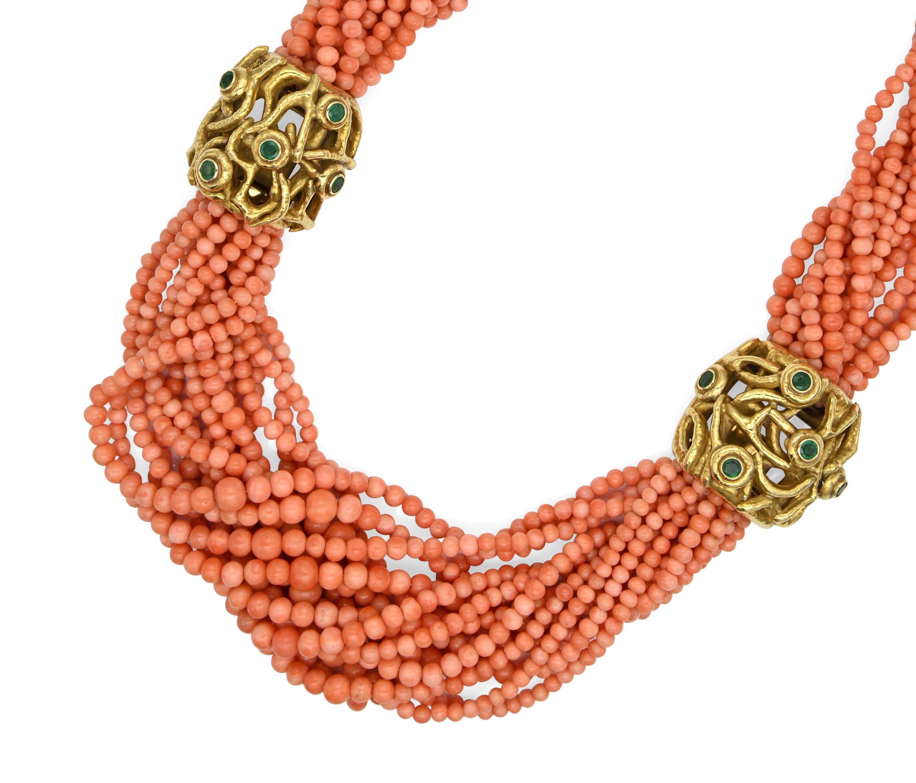 Cannilla per Masenza, Collana in Corallo, Oro e Smeraldi
