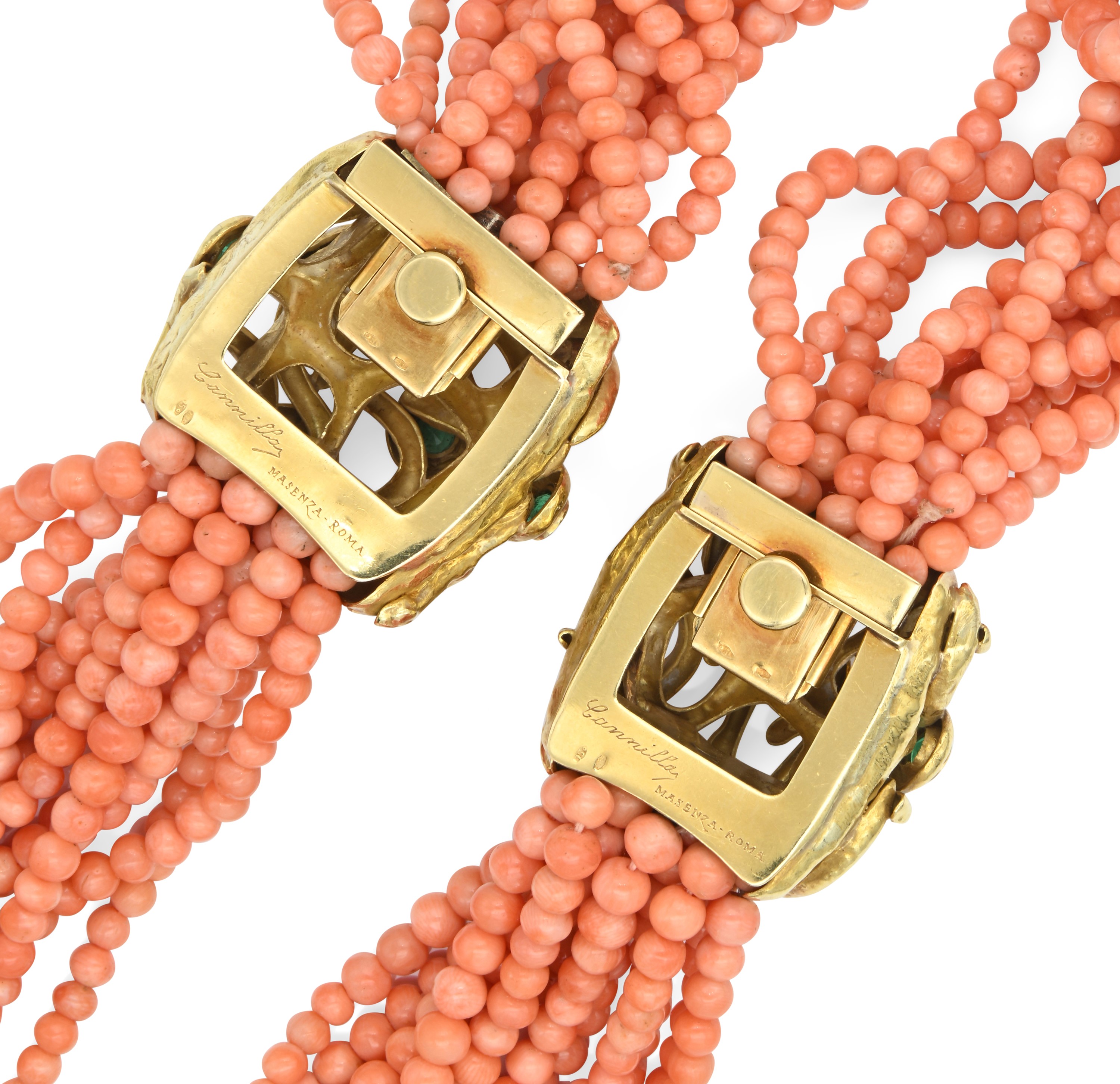 Cannilla per Masenza, Collana in Corallo, Oro e Smeraldi