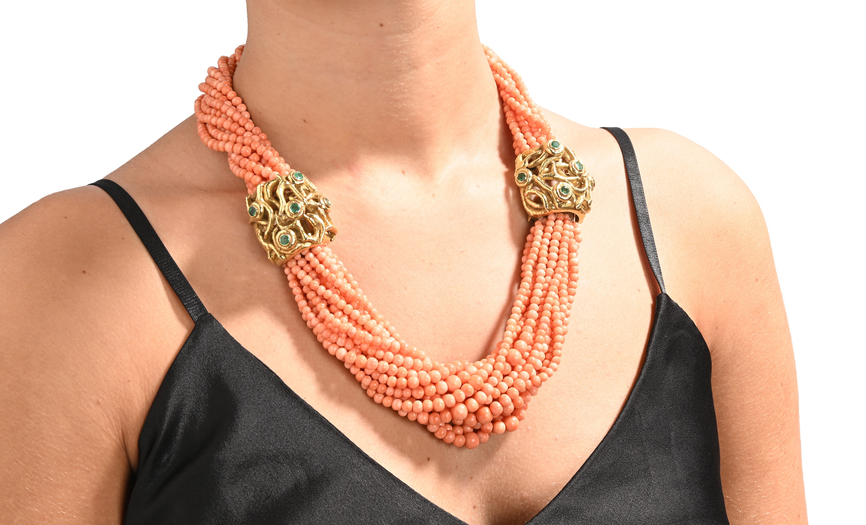 Cannilla per Masenza, Collana in Corallo, Oro e Smeraldi