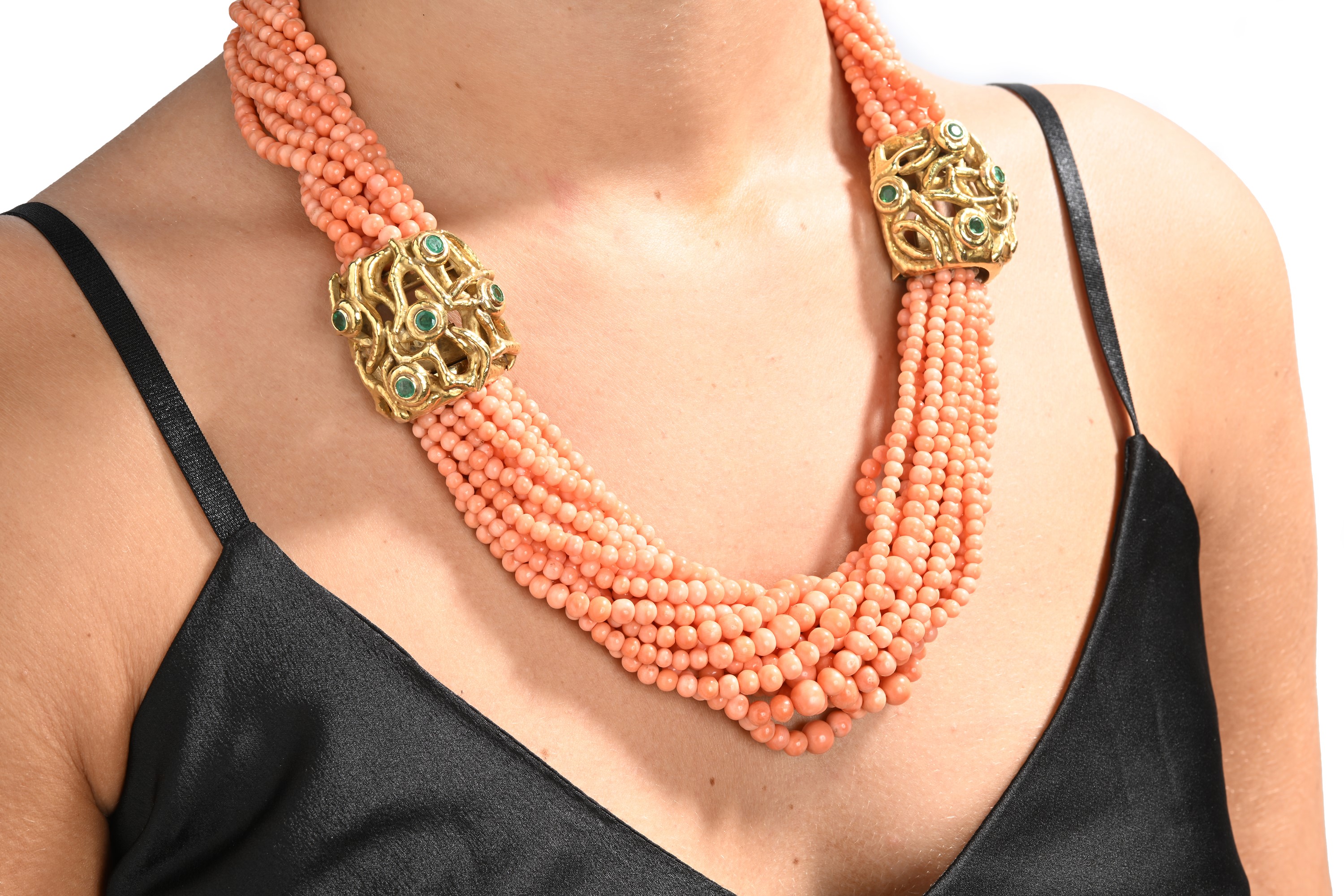 Cannilla per Masenza, Collana in Corallo, Oro e Smeraldi
