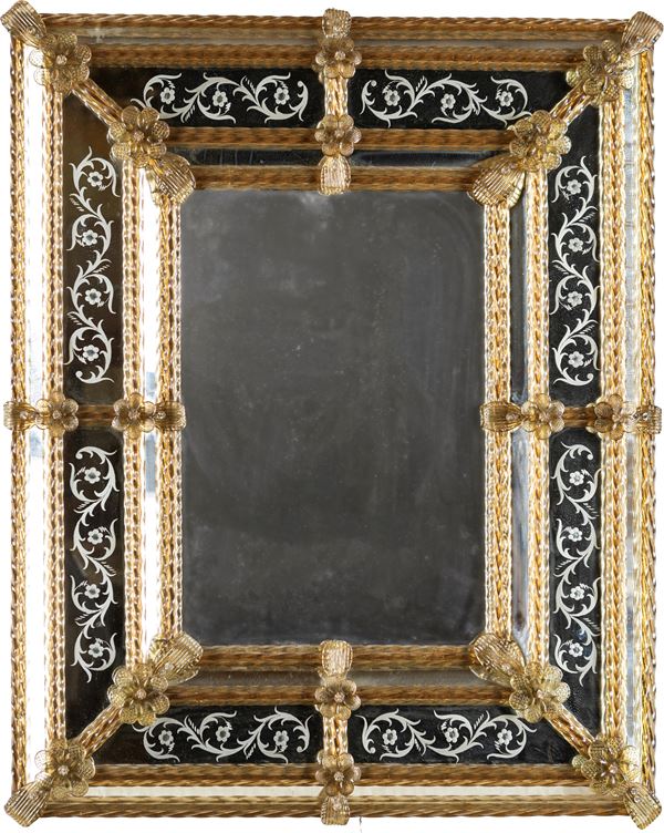 Specchiera veneziana in vetro di Murano, Anni Cinquanta