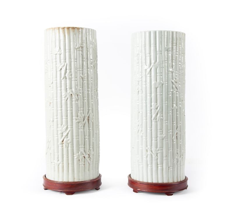 Coppia di Lampade in Ceramica Blanc De Chine