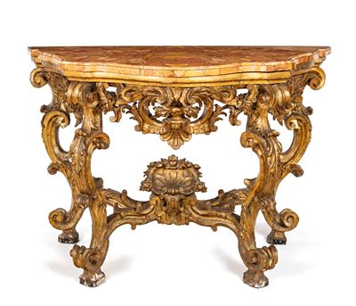 Console in Legno Scolpito e Dorato, Roma, XVIII Secolo