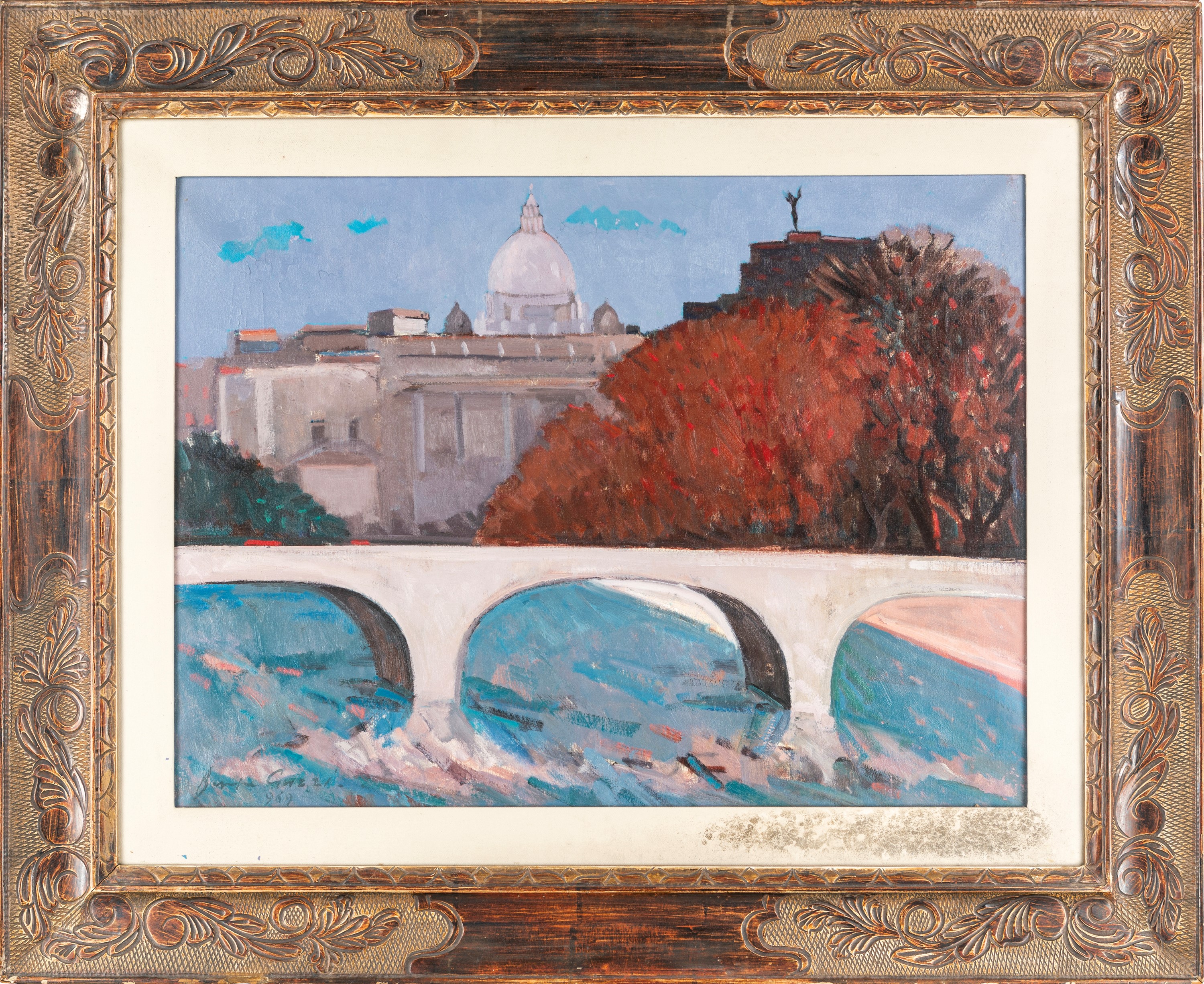 Beppe Guzzi - Veduta di Roma con Castel Sant'angelo e San Pietro