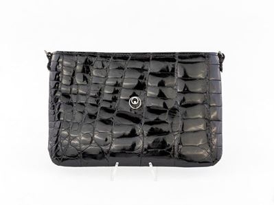 Pochette di Coccodrillo Nero con Gioiello
