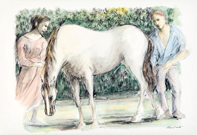 Due Figure con Cavallo