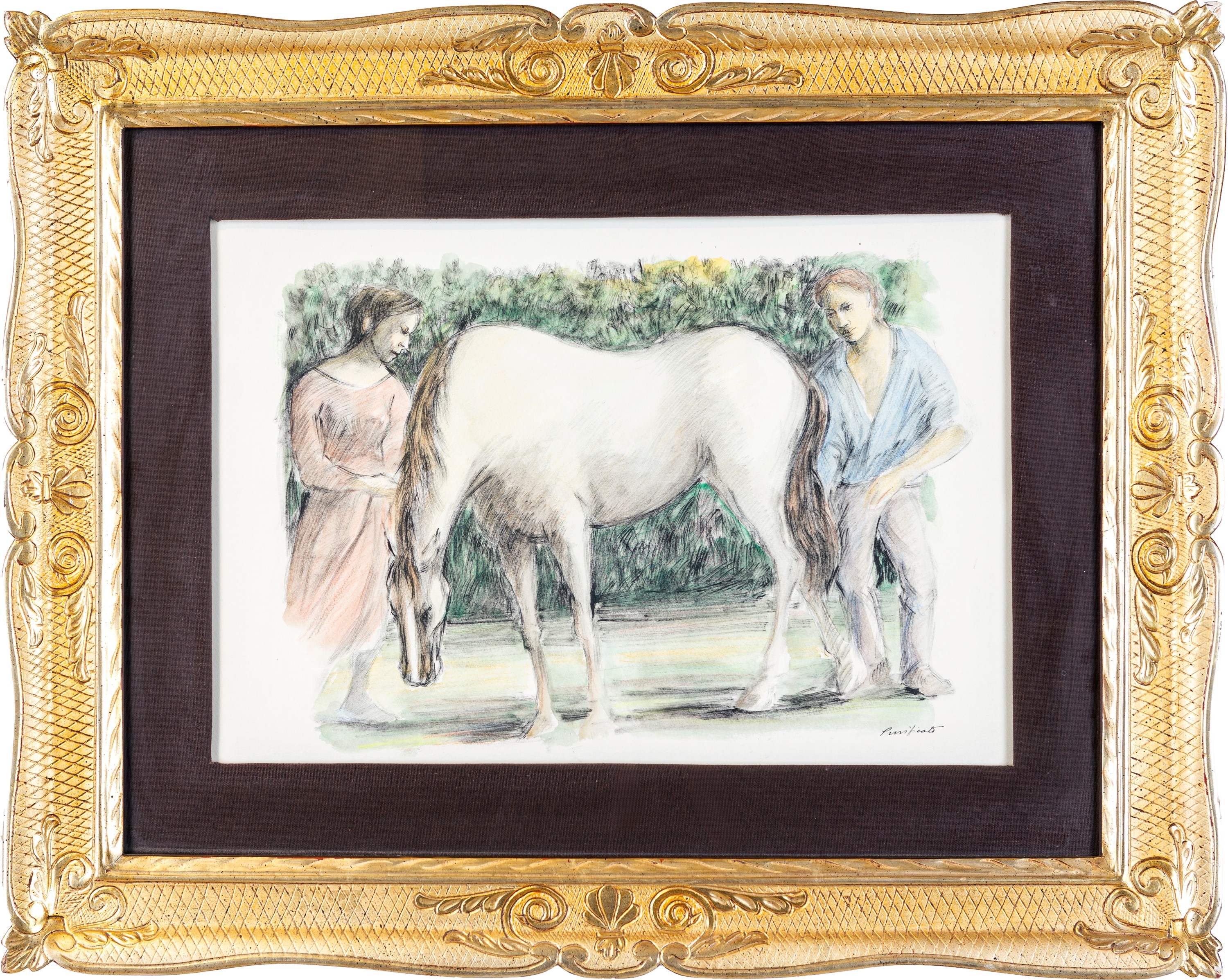 Domenico Purificato - Due Figure con Cavallo