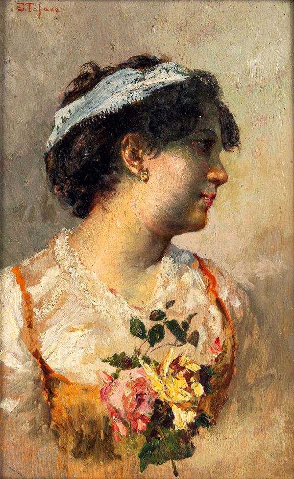 Edoardo Tofano - Fanciulla con rose