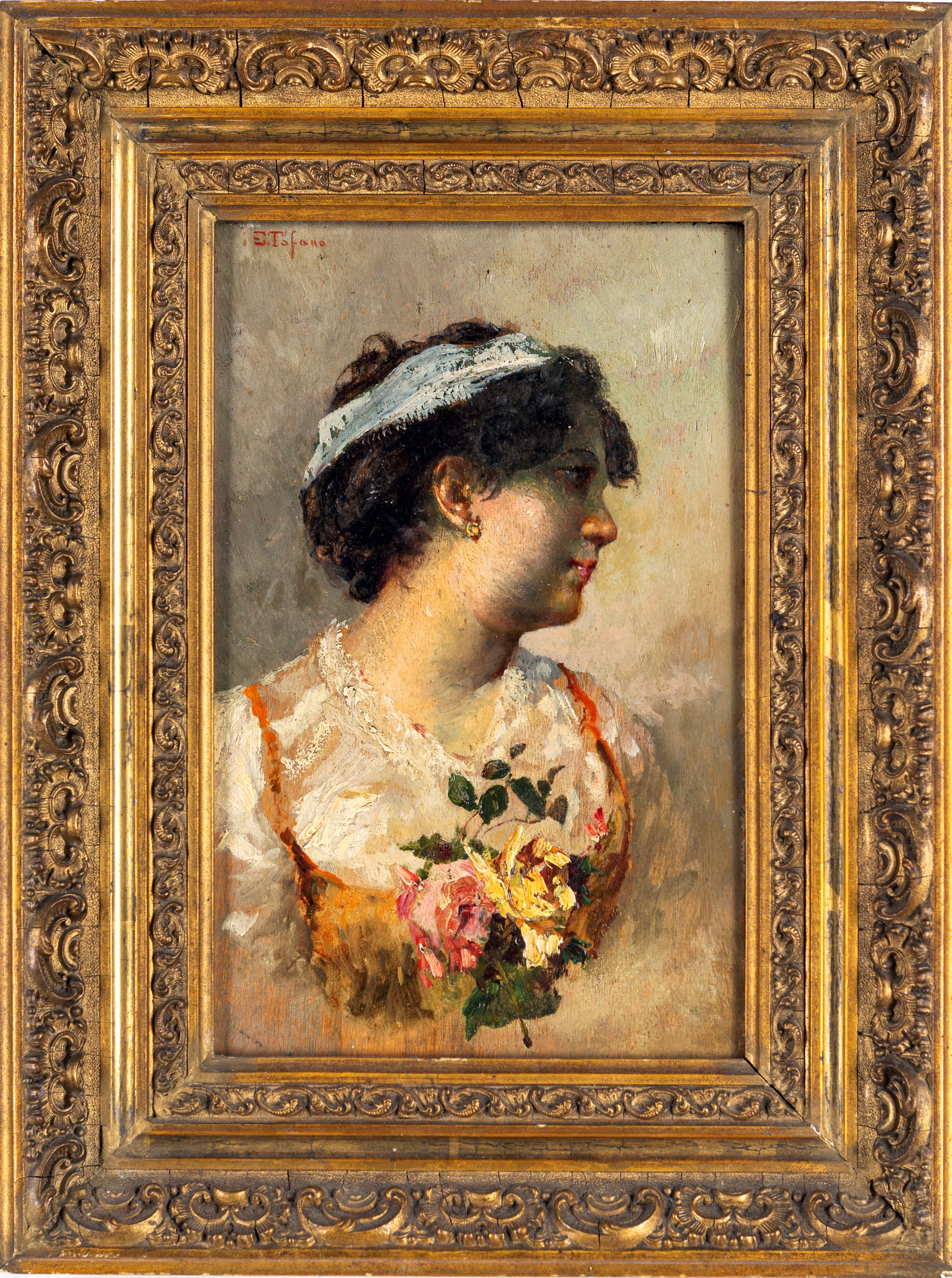 Edoardo Tofano - Fanciulla con Rose