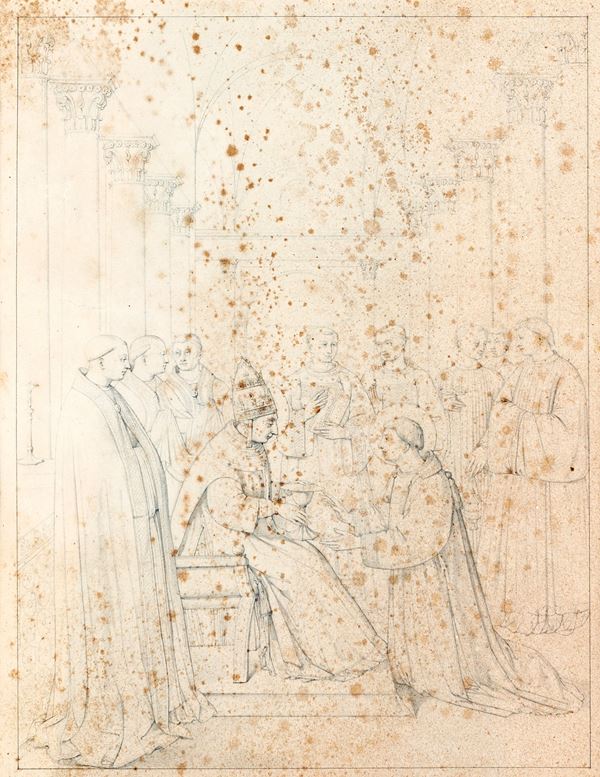Pittore Nazareno del XIX Secolo - Consacrazione di San Lorenzo Diacono da parte di Sisto II, da Beato Angelico e Benozzo Gozzoli nella cappella Niccolina del Palazzo del Vaticano