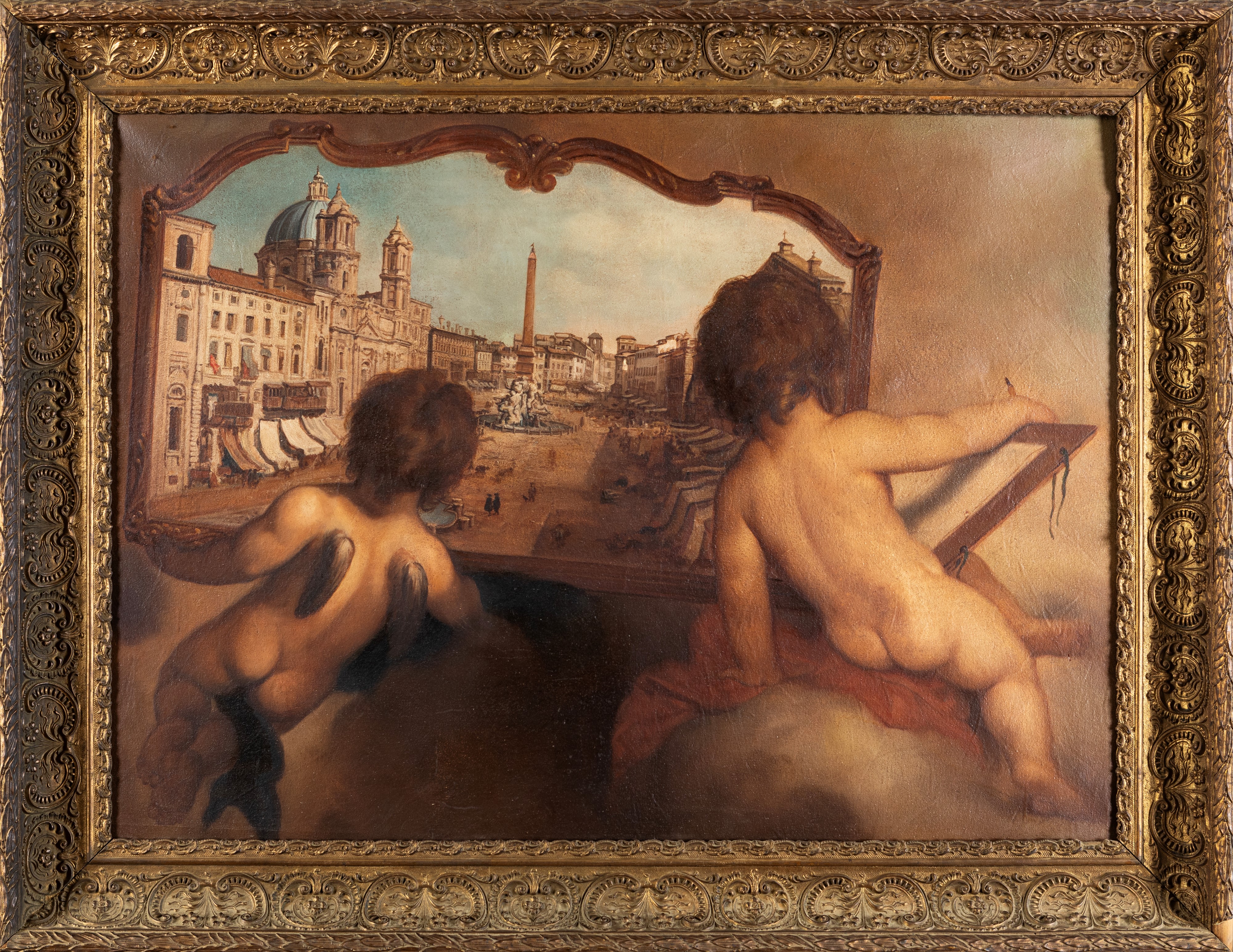 Pittore del XX Secolo - Capriccio con Veduta di Piazza Navona