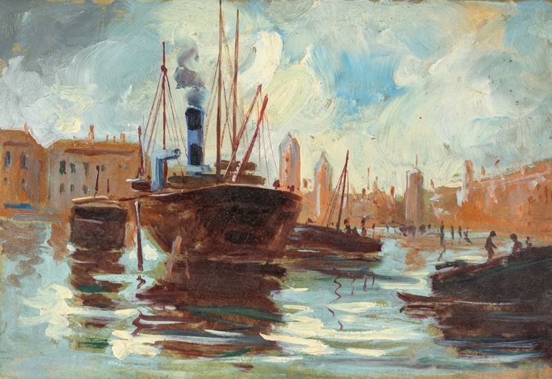 Pittore del XX Secolo - Marina con Barche