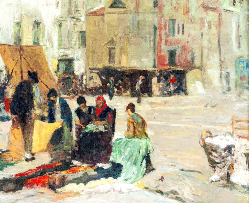 Pittore del XIX Secolo - Il Mercato di Campo San Polo