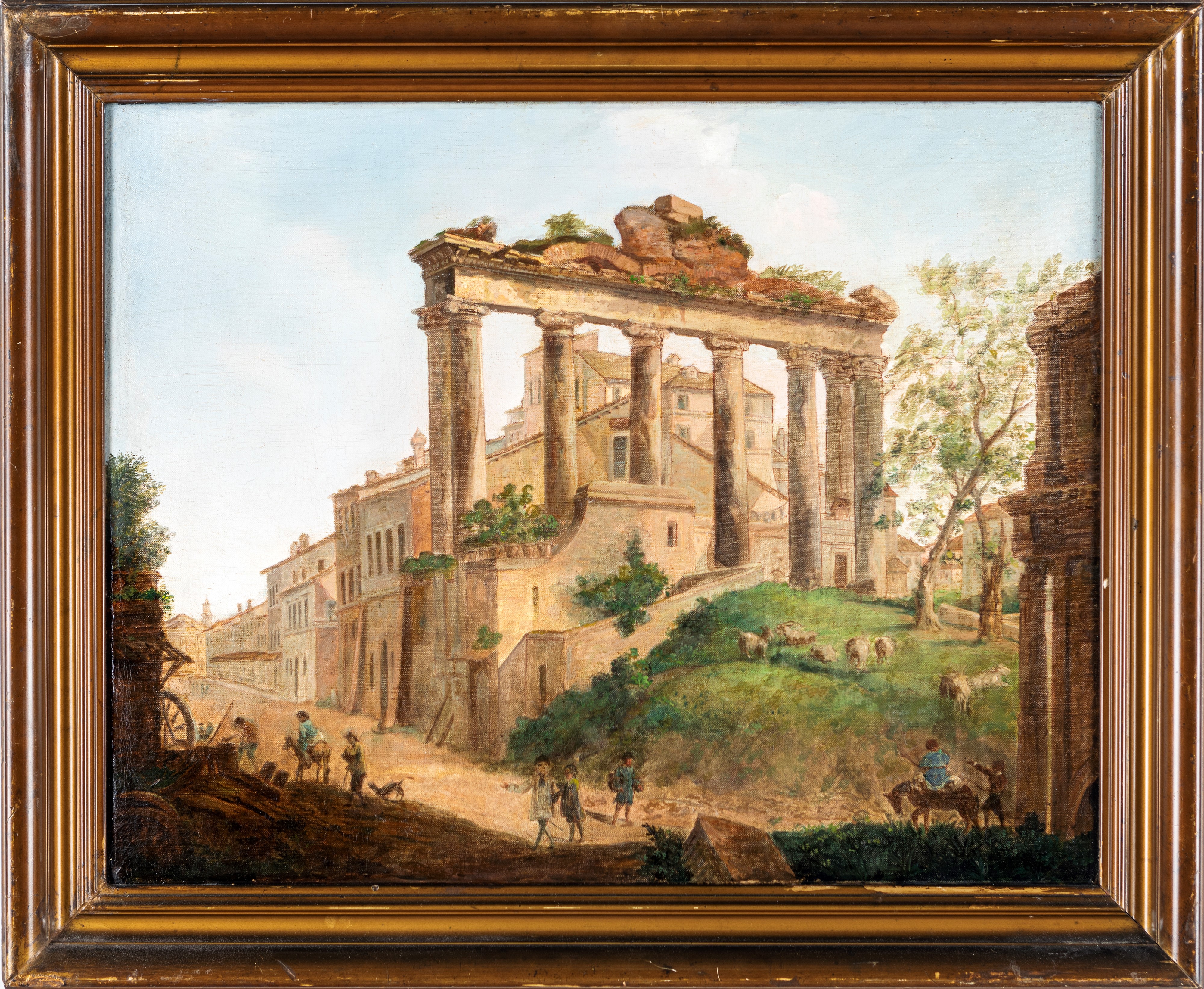 Pittore del XX Secolo - Veduta del Tempio di Saturno al Foro Romano
