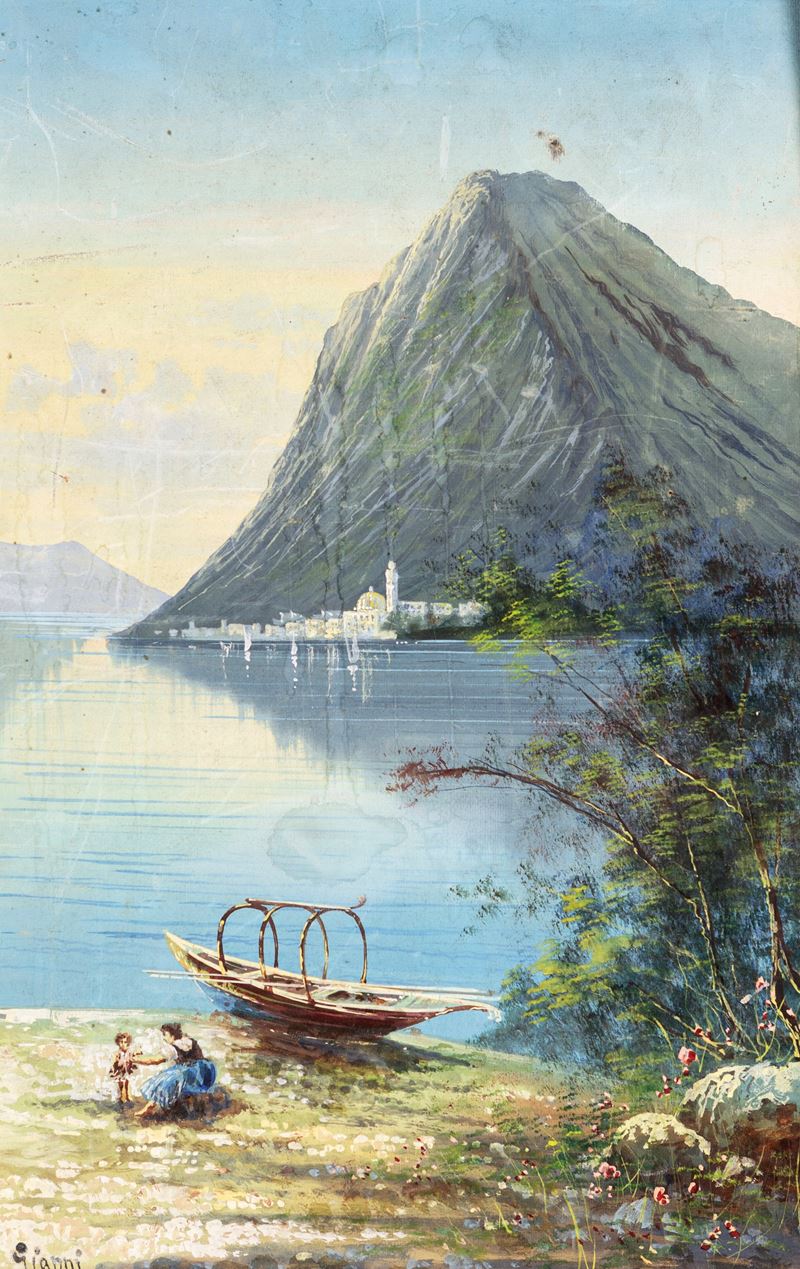 Pittore del XX Secolo - Veduta del Lago di Como