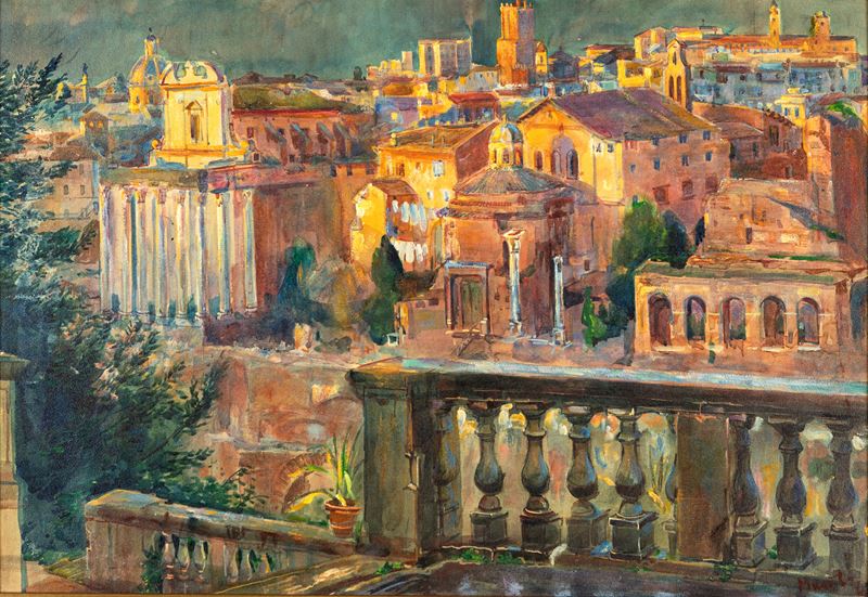 Pittore del XX Secolo - Veduta del Foro Romano