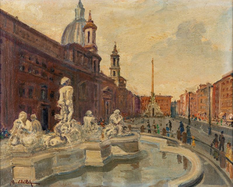 Pittore del XX Secolo - Veduta di Piazza Navona